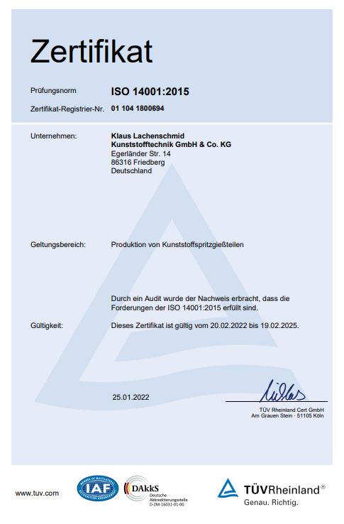 Zertifikat ISO 14001-2015-DE